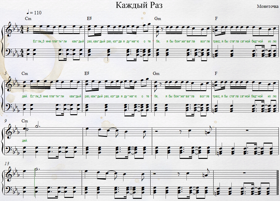 черная любовь ноты для фортепиано